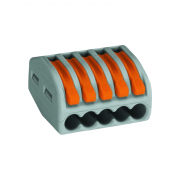 Клемма WAGO для всех типов проводников макс., 4 мм², 5 проводников с рычагами серый корпус 